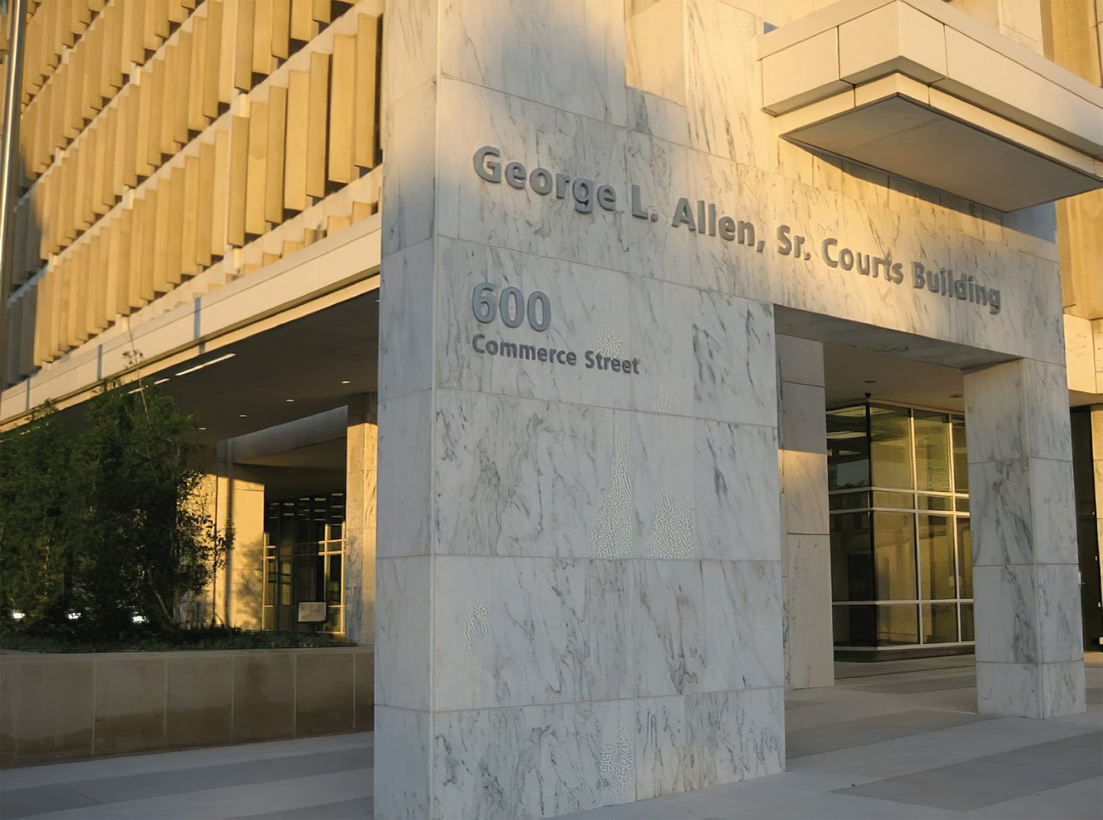 The George L. Allen, Sr. Courts Building in Dallas, Texas, where civil injury cases are heard